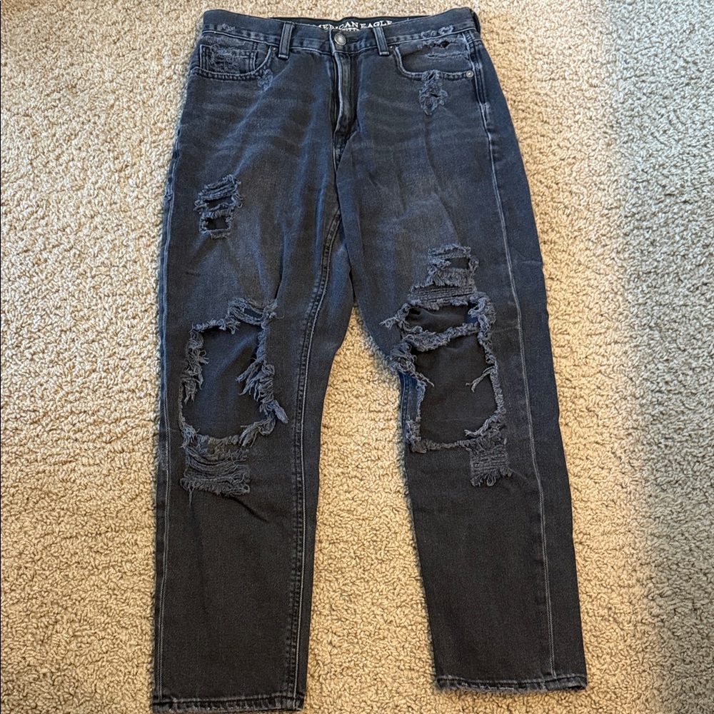 American Eagle Outfitters Distressed Black Cropped Jeans